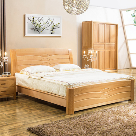 实木单人床1.21.5米、1.8米简约现代榉木床双人床特价木质床包邮