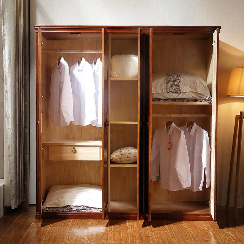 特价大衣柜橡木推拉移门整体简易木柜子木质实木衣柜家具四五六门